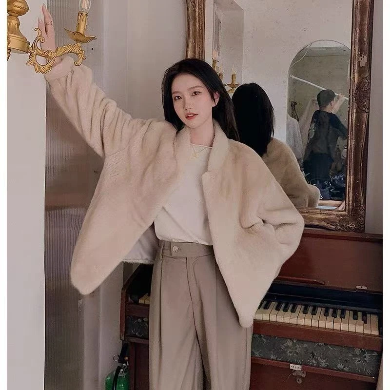 冬季丹麦短二貂皮水貂皮草大衣整水貂毛女貂皮水貂皮草大衣