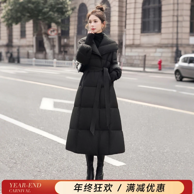 丝柏舍气质收腰90绒中长款显瘦不臃肿翻领羽绒服冬女装S54B2464Y