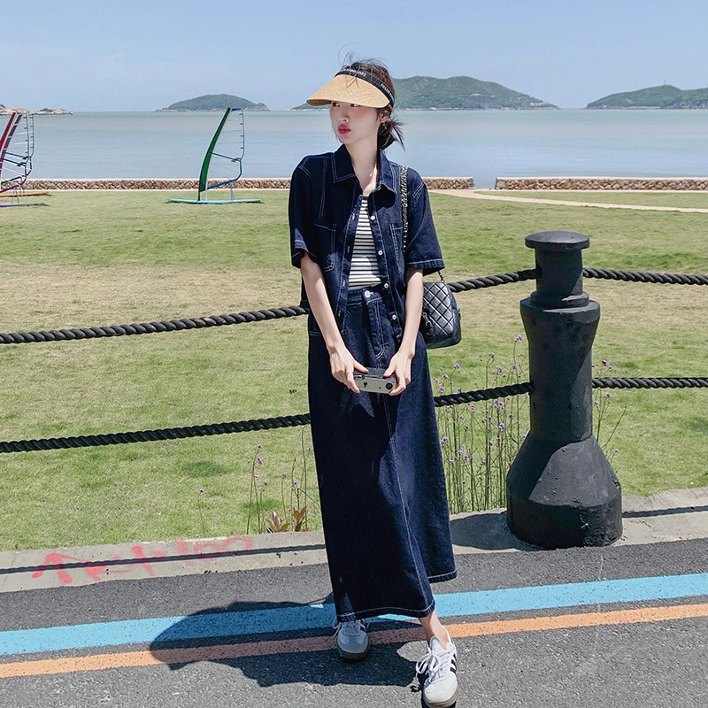 一整套ootd穿搭减龄大方得体夏日绝美清冷松弛感显瘦牛仔三件套装