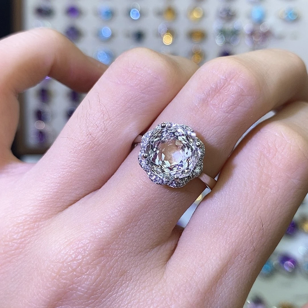 水晶戒指银S925镶嵌白水晶（需要证书备注）