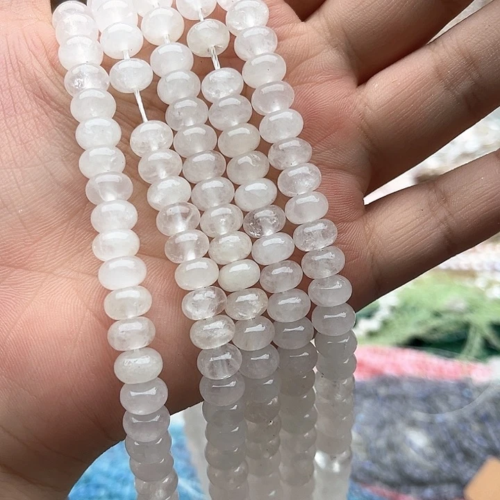 未镶嵌玛瑙/玉髓珠宝半成品一条8mm左右安哥拉水晶算盘珠