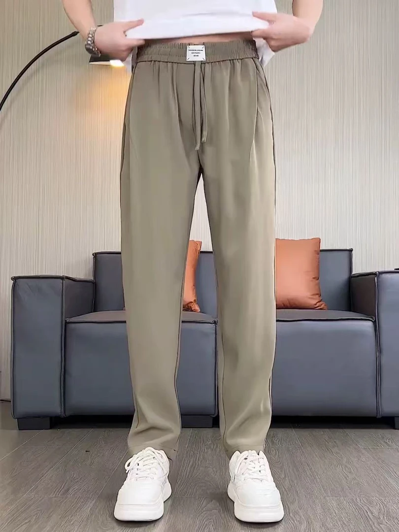 256-1#【长100】2025夏季男款薄款休闲裤小直筒垂感潮流百搭