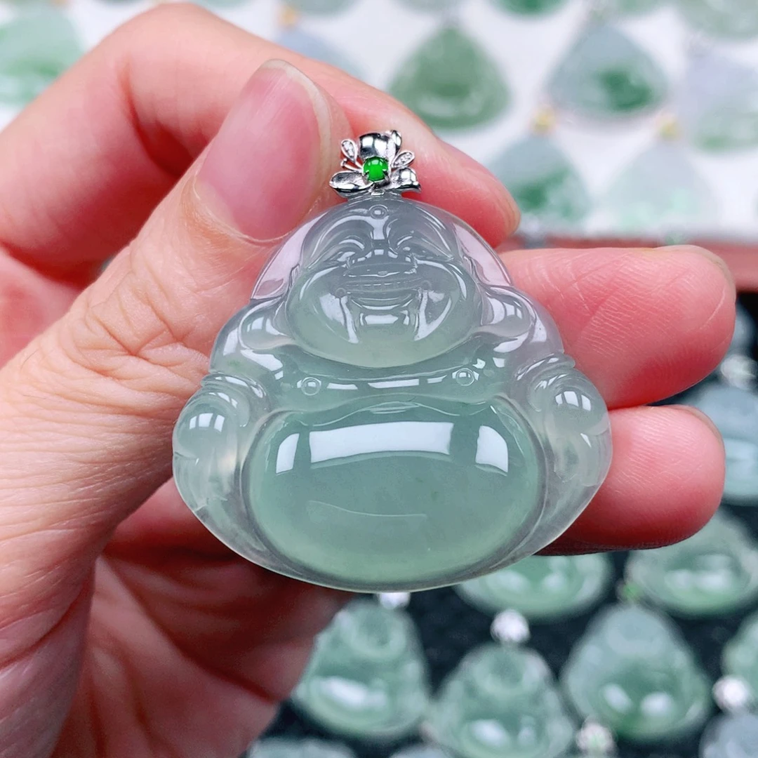 吊坠(不含链)18K金镶嵌翡翠