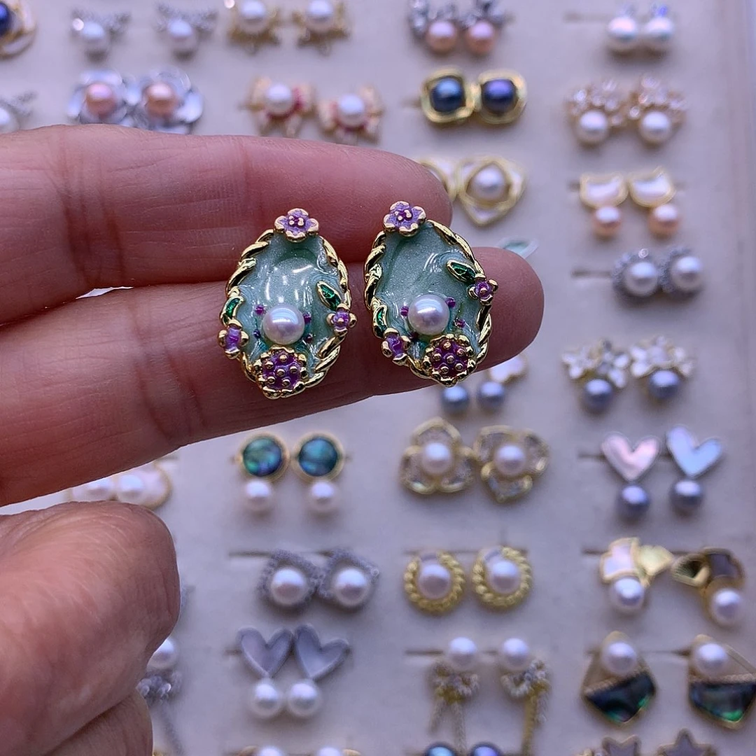 淡水珍珠耳饰合金