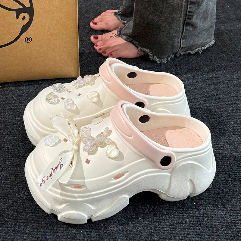 百搭洞洞鞋女款2025夏季新款ins增高厚底防滑宿舍外穿EVA凉拖鞋