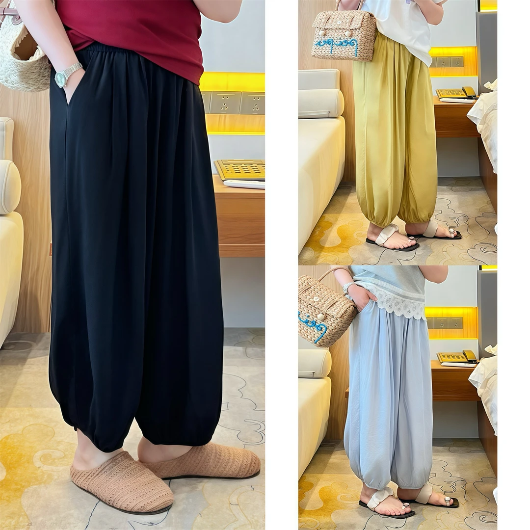 芒芒夏日 /慵懒风冰丝九分灯笼裤14674花契大码胖mm200斤小众显瘦