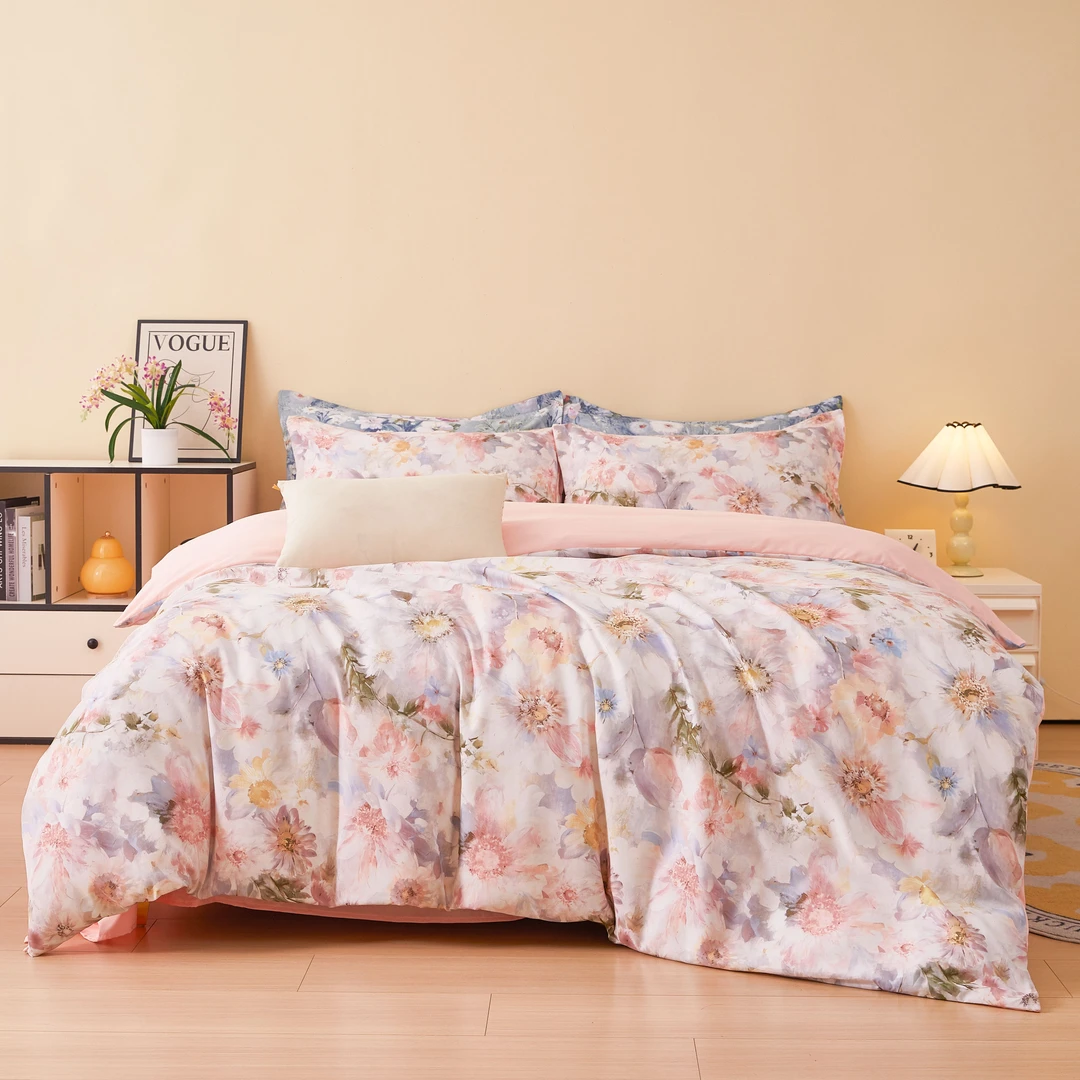 2025新款玉晶天丝贡缎提花水氧棉四件套高端床品套件