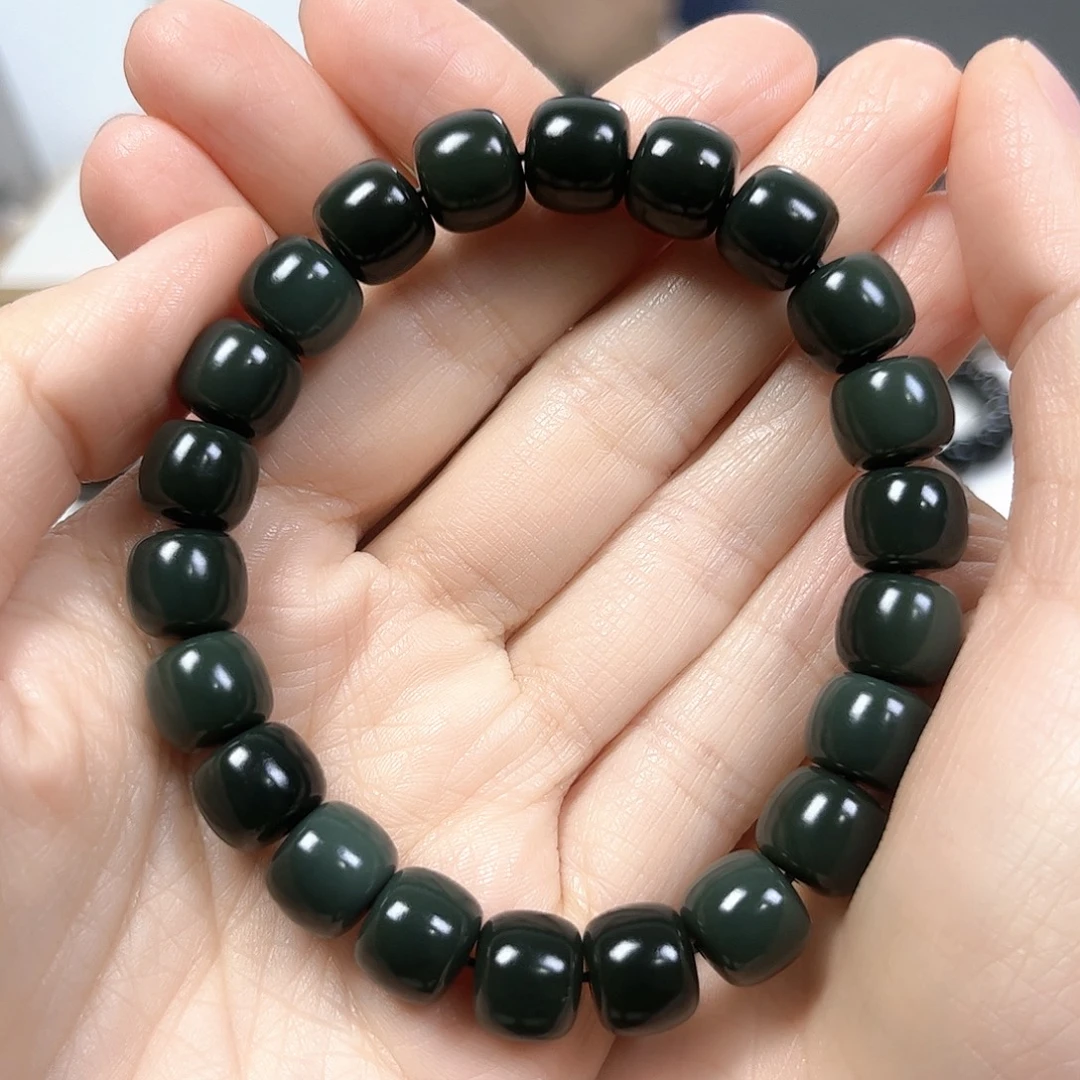 和田玉未镶嵌手串卡10老形珠珠宝级货头