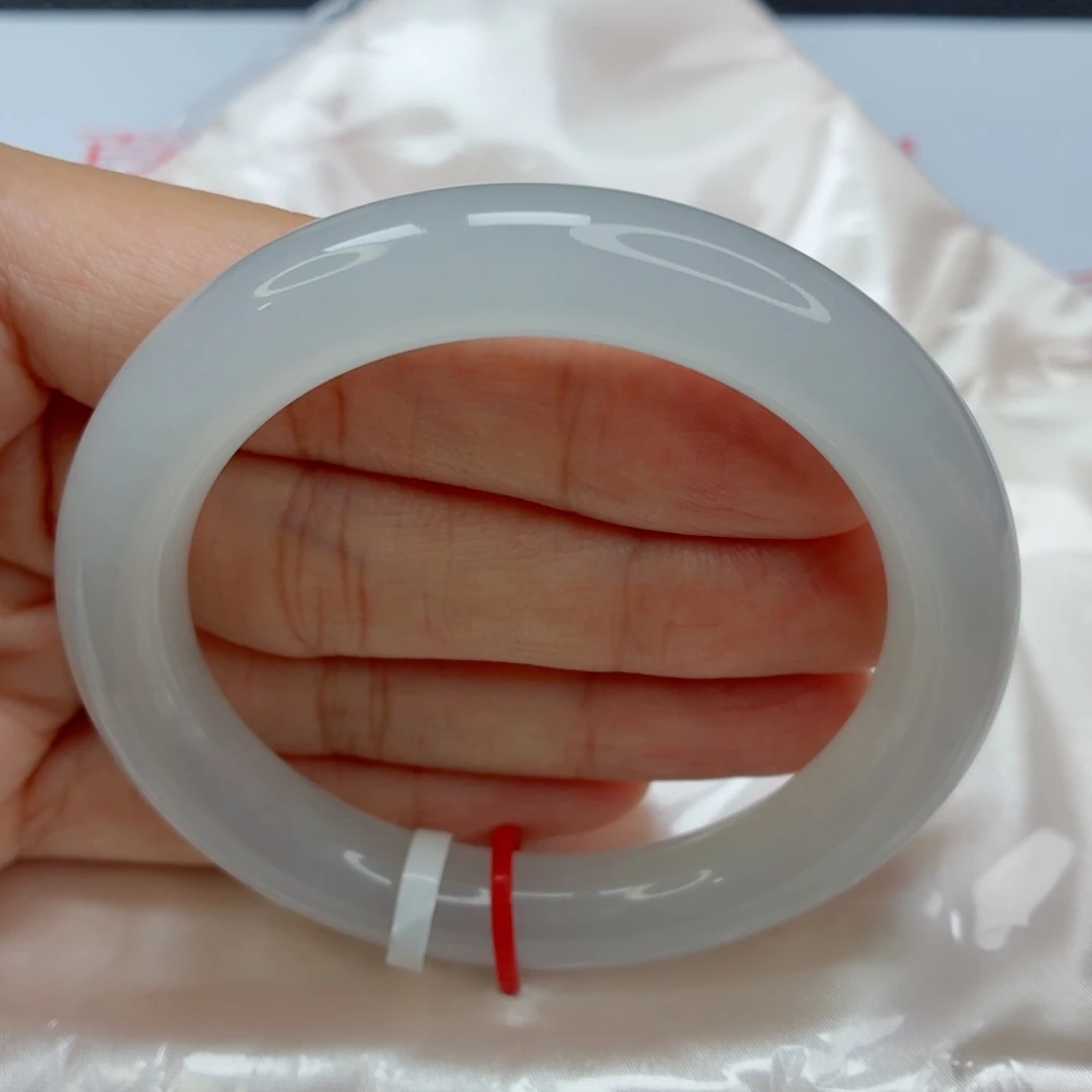 未镶嵌手镯翡翠老坑53圈冰胶润白月光018瑕疵漏