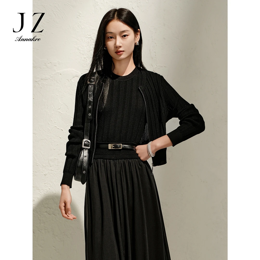 【羊羊专属】玖姿·安娜蔻KWFC30617短款针织开衫女2025春新款