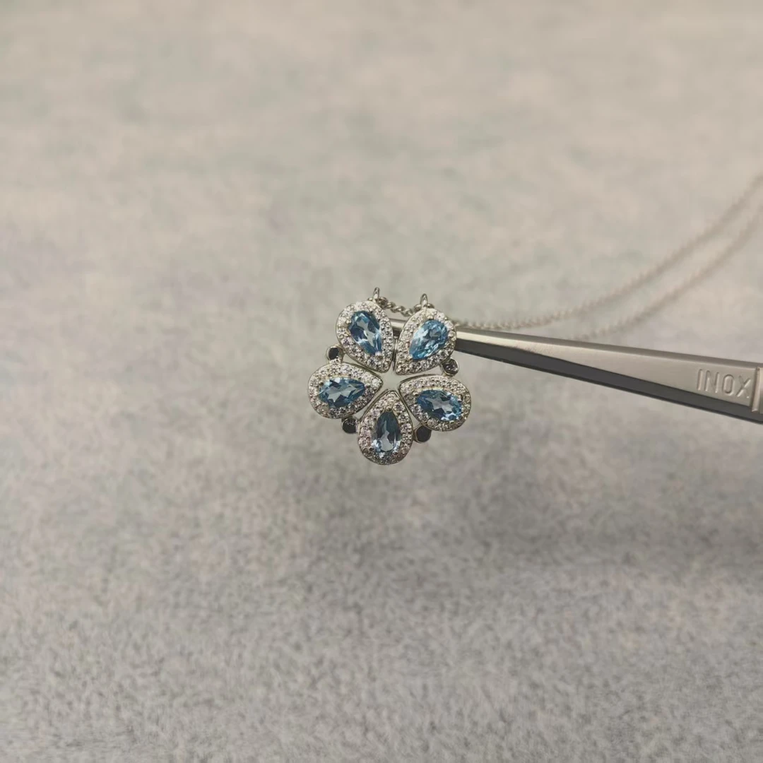 ZY-GDSTPD548-托帕石伦敦蓝项链3*5mm*5