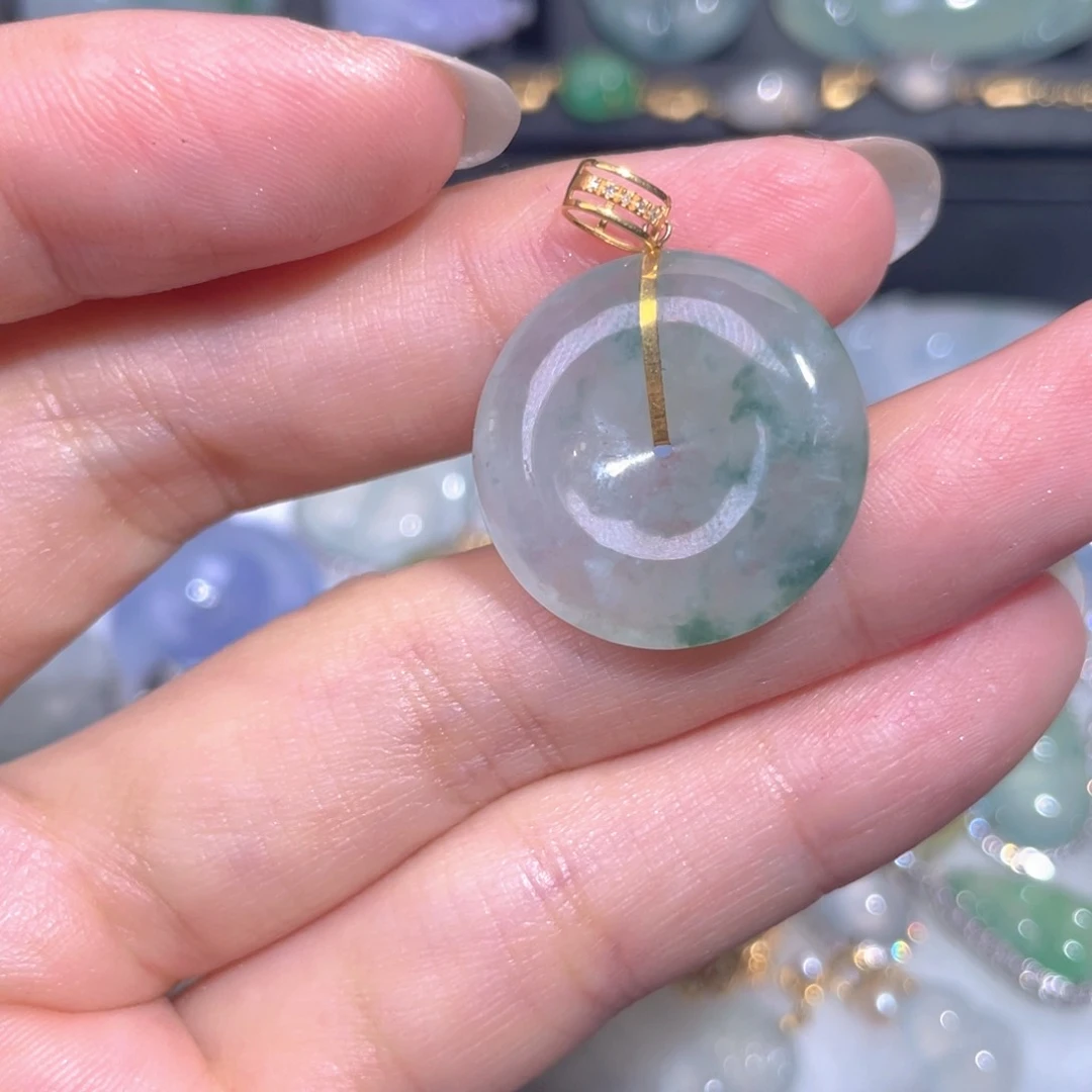 颈饰18K金镶嵌翡翠翡翠