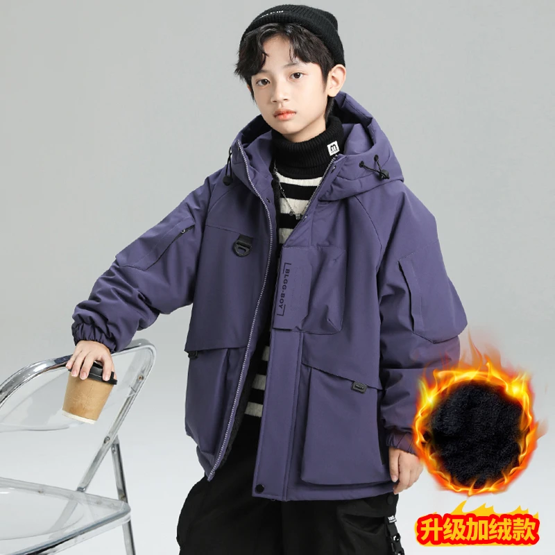 男童深秋加绒加厚派克服外套2024新款秋冬装中大儿童【QSX】CF195