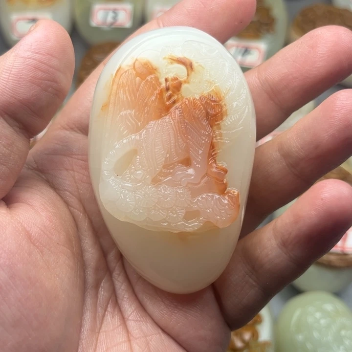 石材方解石手把件