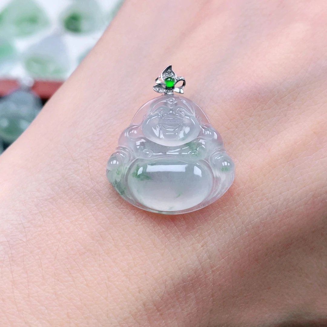 吊坠(不含链)18K金镶嵌翡翠