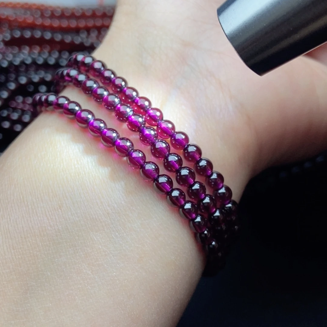 未镶嵌手链石榴石4.5紫牙乌