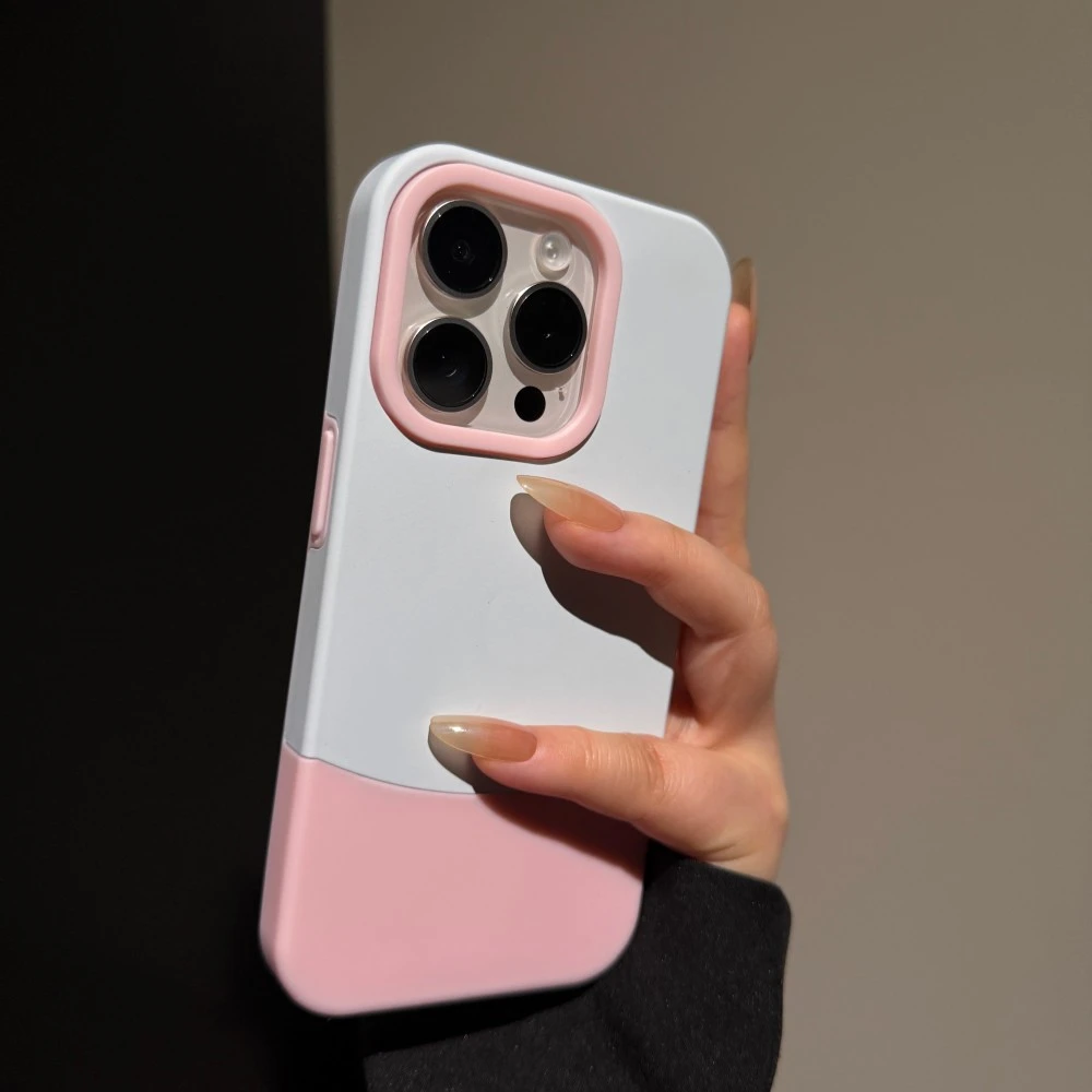 简约二合一拼色适用苹果16promax手机壳小众iPhone15创意14时尚13