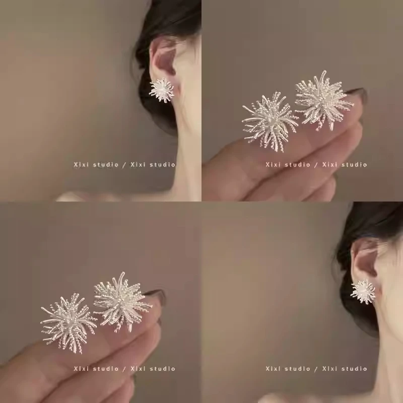 合金耳饰 夸张蒲公英耳钉轻奢高级感秋冬复古气质耳环绝美耳饰