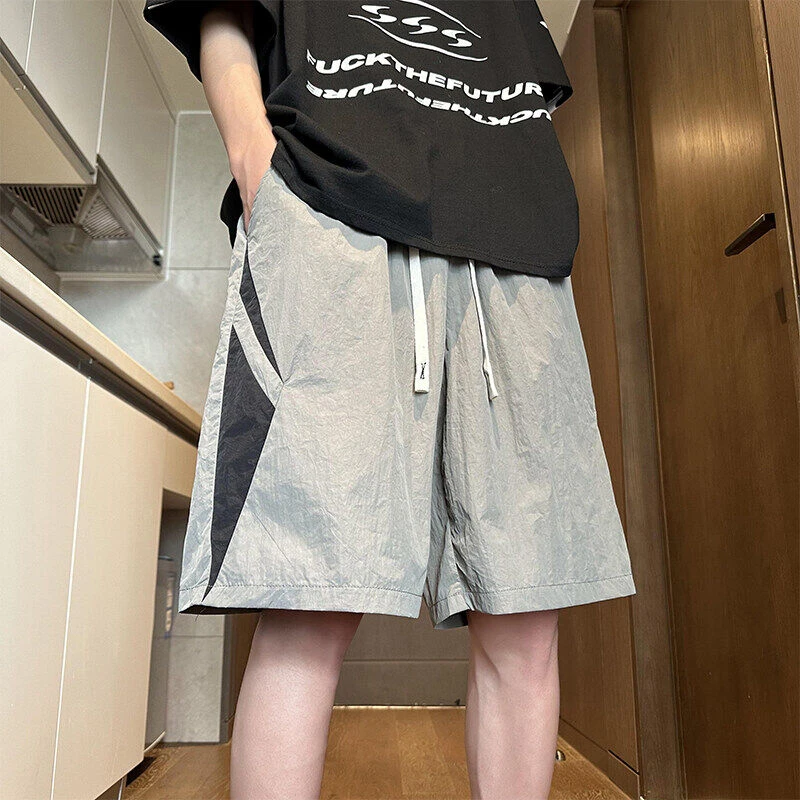 更凡男士夏季宽松休闲透气速干五分裤美式撞色短裤跑步薄款沙滩裤
