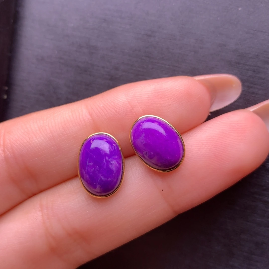 苏纪石（舒俱来）18K金镶嵌耳钉