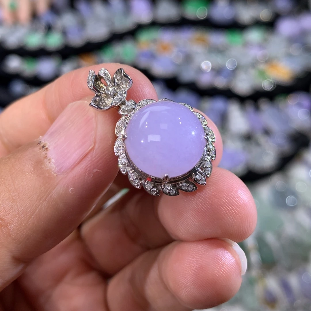 翡翠18K金镶嵌吊坠(不含链)