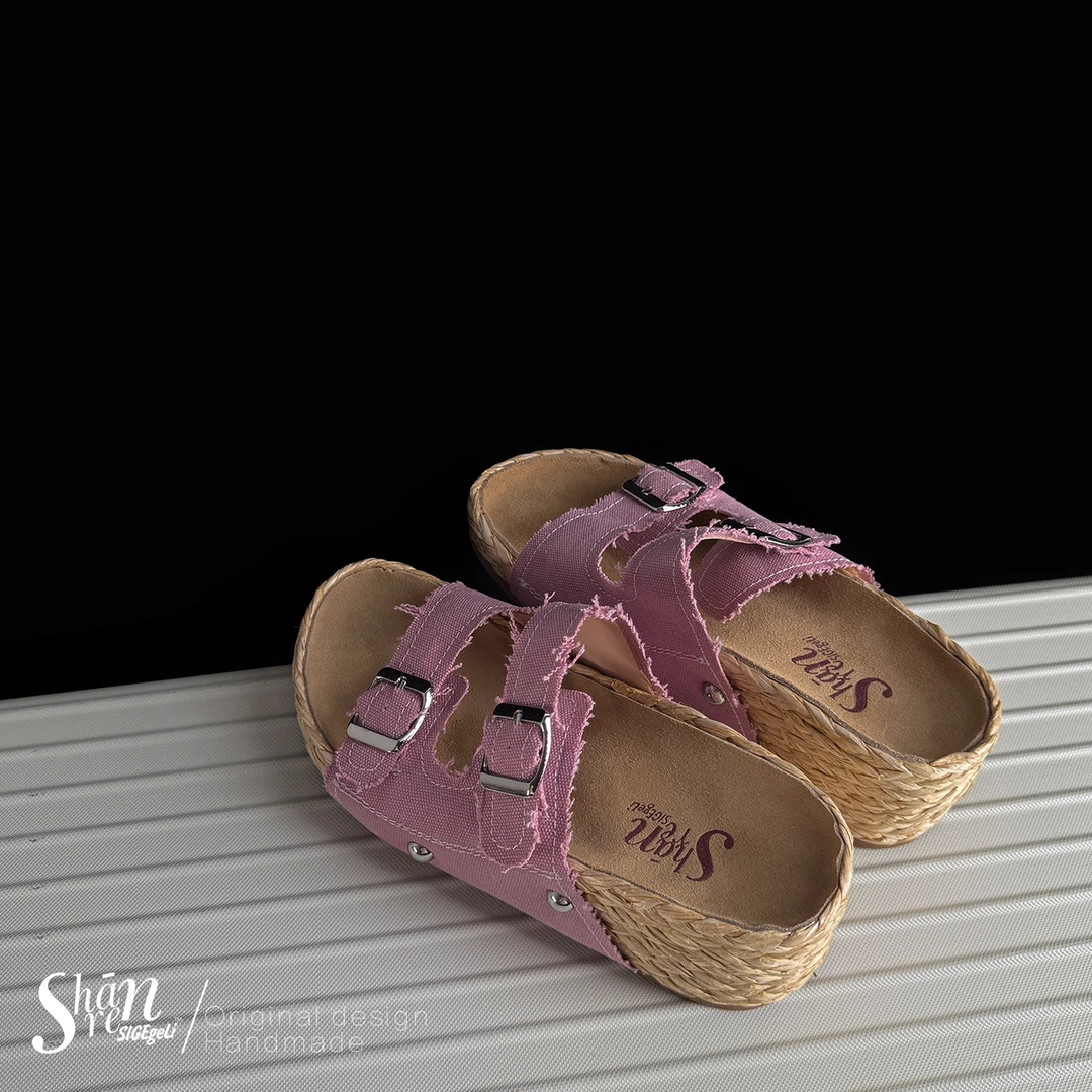 ShānRen原创 设计师款 松糕底一字拖鞋女夏外穿增高凉拖鞋勃肯鞋