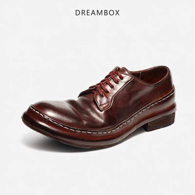 dreambox钧博vibram后跟男士手工皮鞋水洗马皮绅士高端商务男鞋