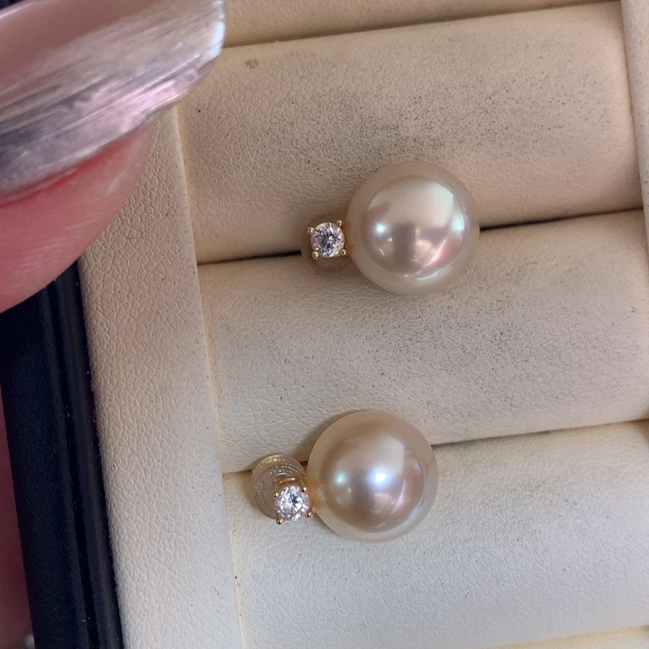 银S925镶嵌耳饰海水珍珠