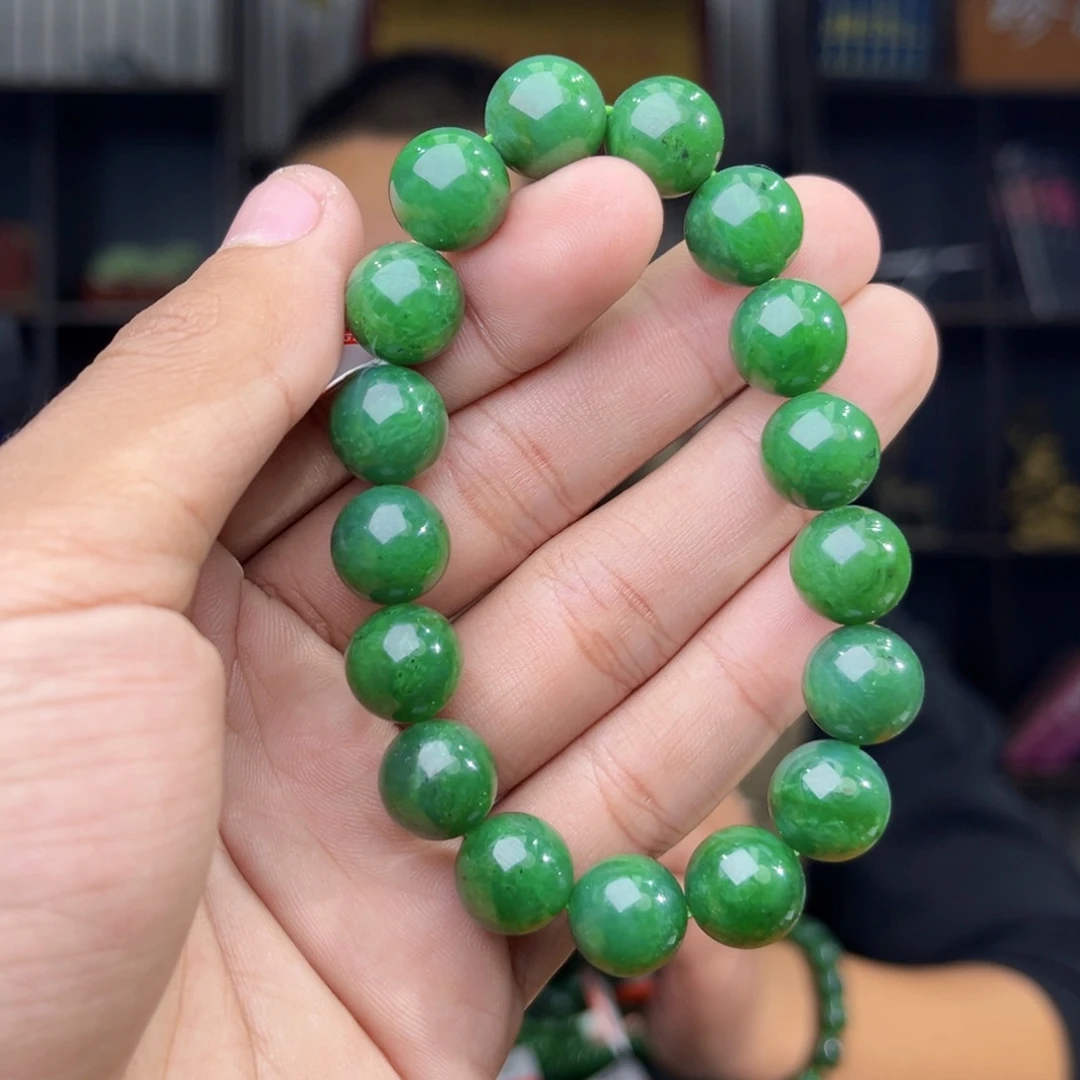 和田玉未镶嵌手串天然和田玉俄罗斯五号矿琉璃翠卡12