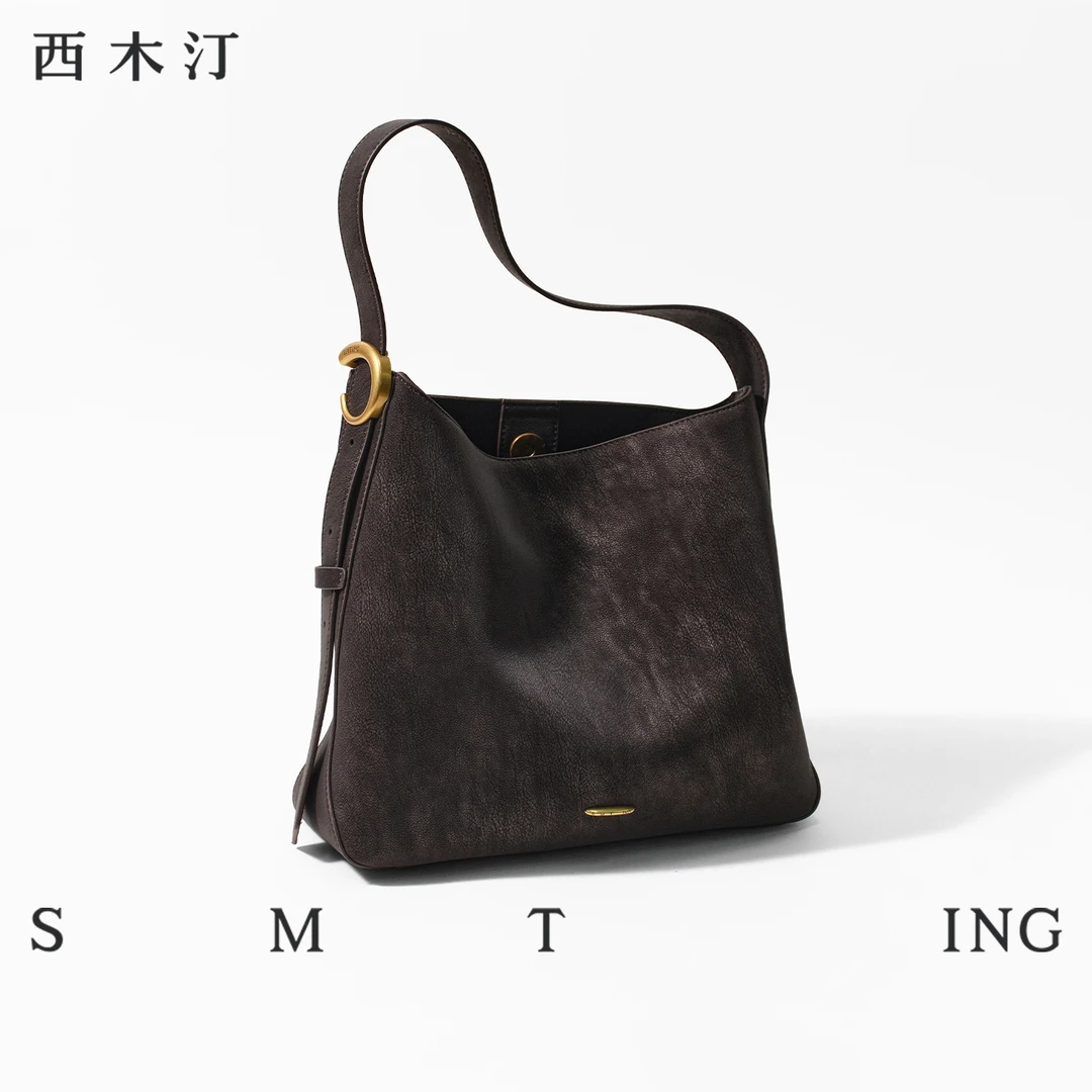 【西木汀】新款小号静夜水桶包擦色托特包单肩斜挎包秋冬女