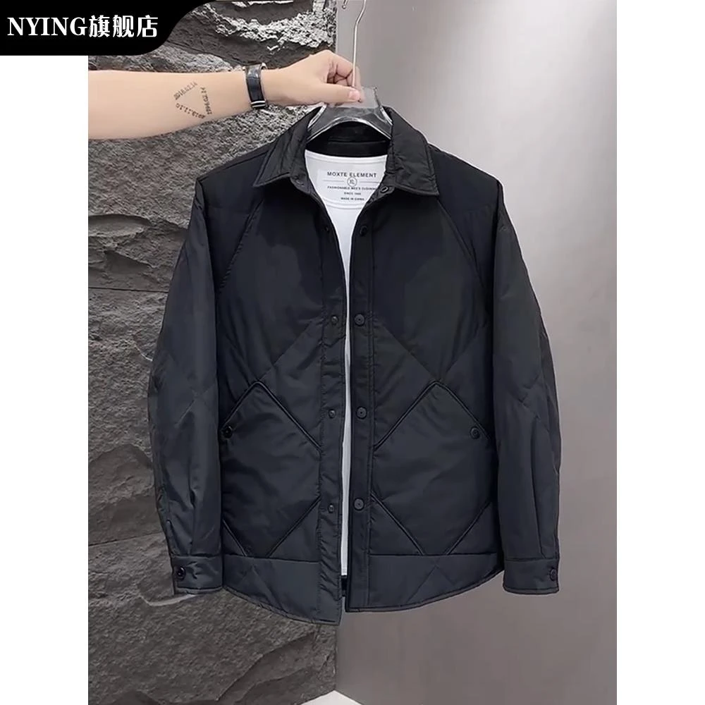 NYING2025新款男士秋冬季外套轻薄衬衫短款韩版宽松工装保暖上衣