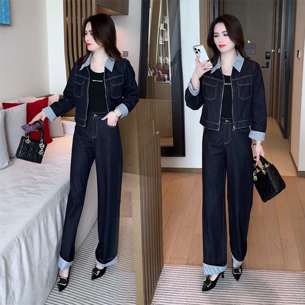 【季颜品牌】春秋新款时尚洋气穿搭气质休闲显瘦洋气减龄拼接套装37