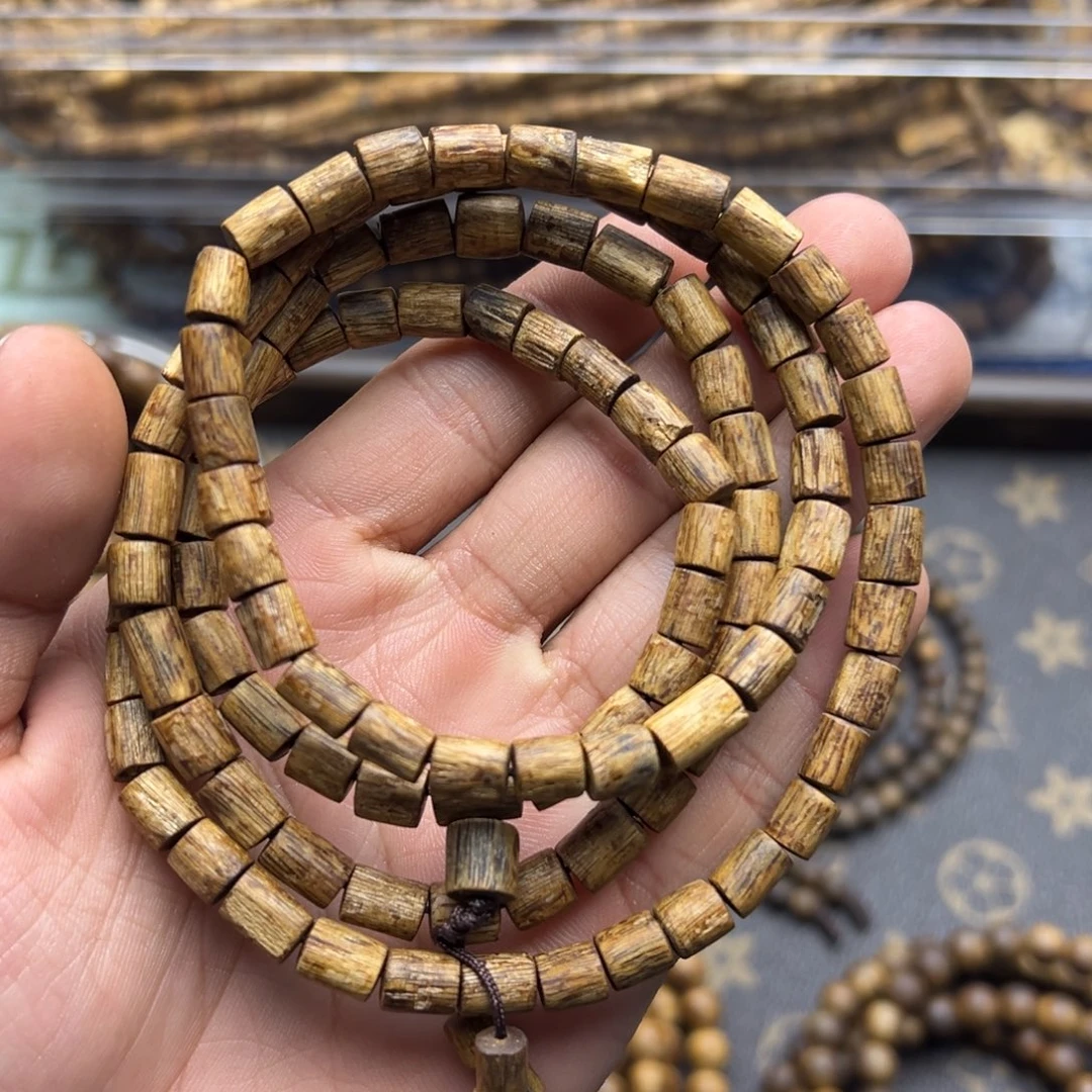 沉香手串19-孤品老奇楠糖结老料随行桶珠15克