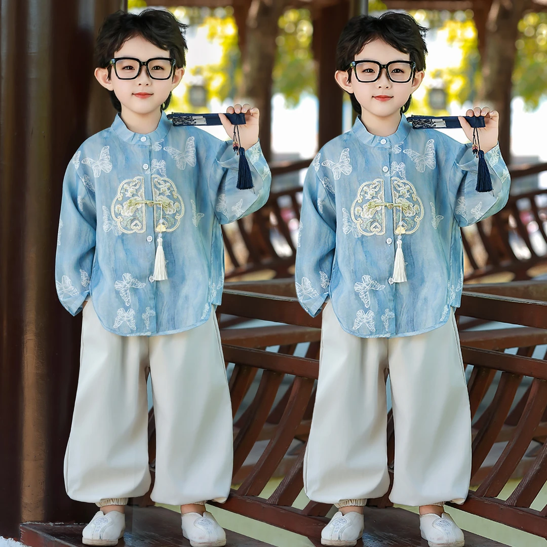 儿童汉服套装春秋款男童中国风衣服小男孩古装表演服中秋礼服长袖