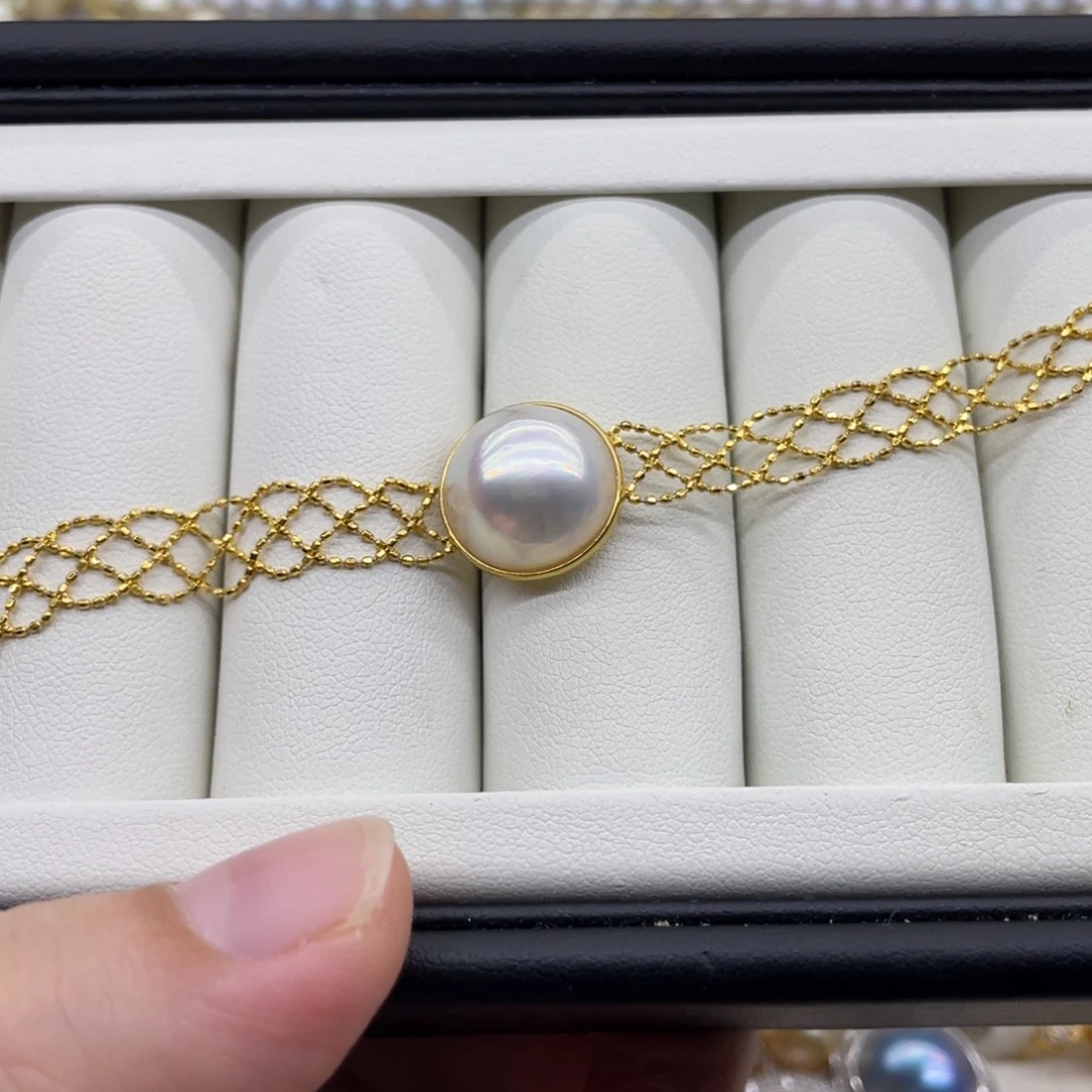 18K金镶嵌手链拼合珍珠（马贝珠）