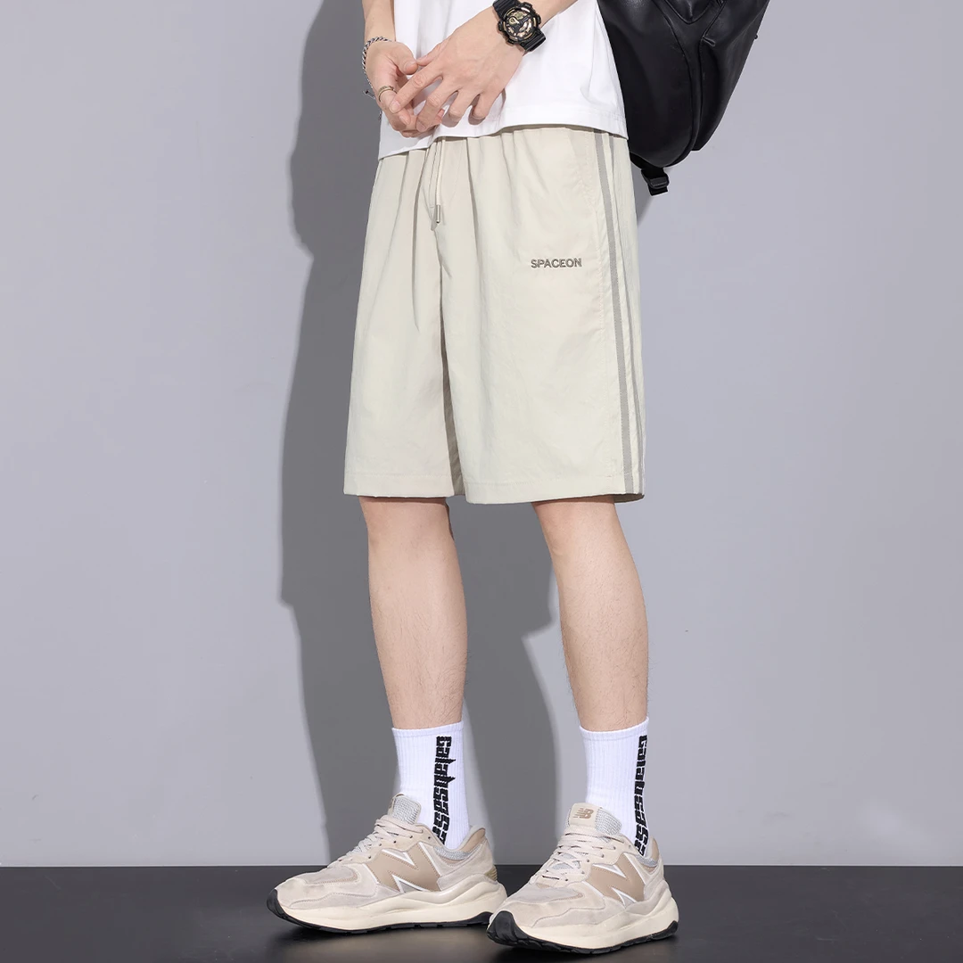 Kuvine潮牌2025年夏季新款休闲裤男宽松直筒冰丝凉感薄款运动短裤