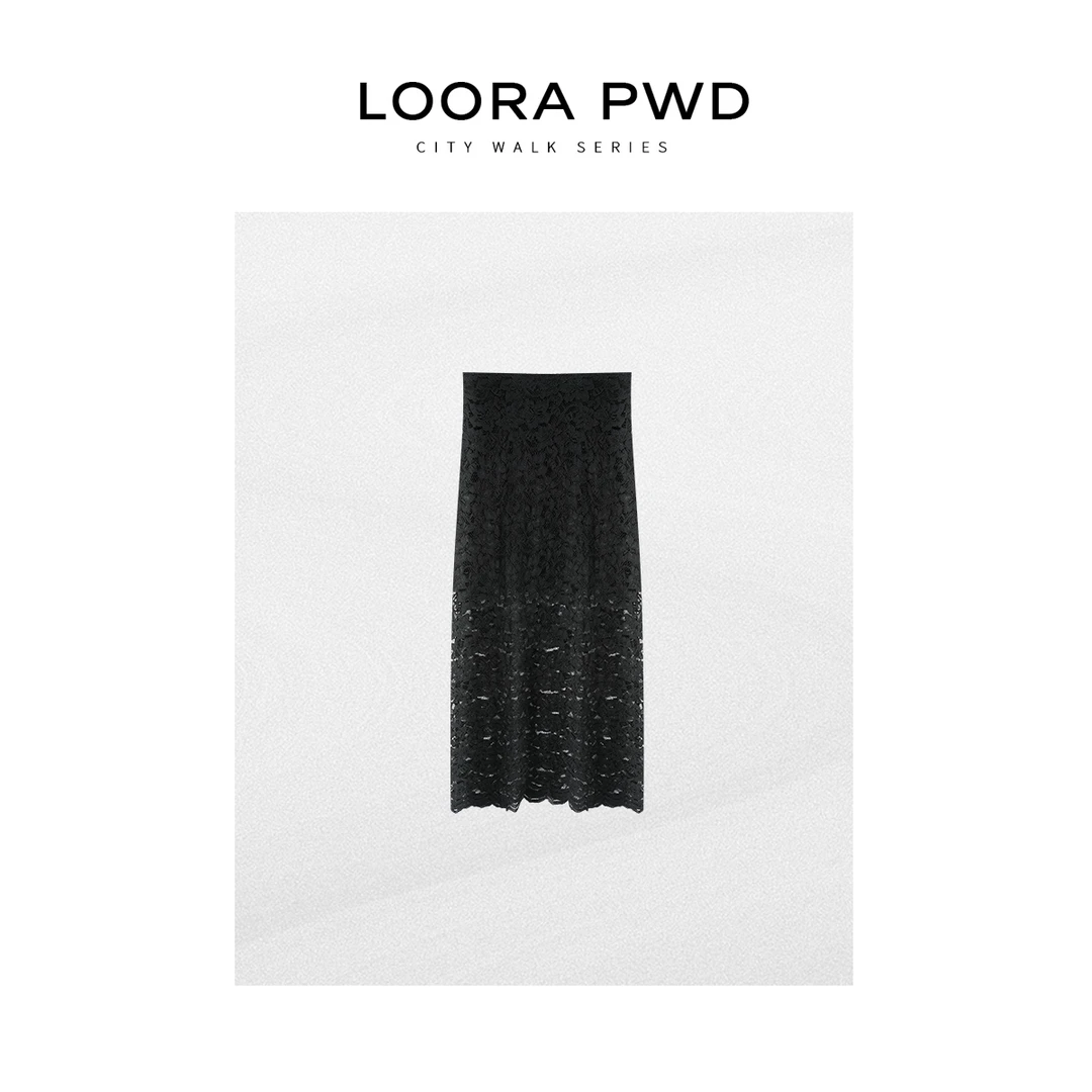 LOORAPWD/罗拉密码 全新夏季双层拼接蕾丝松紧半身裙25CJBF0046N
