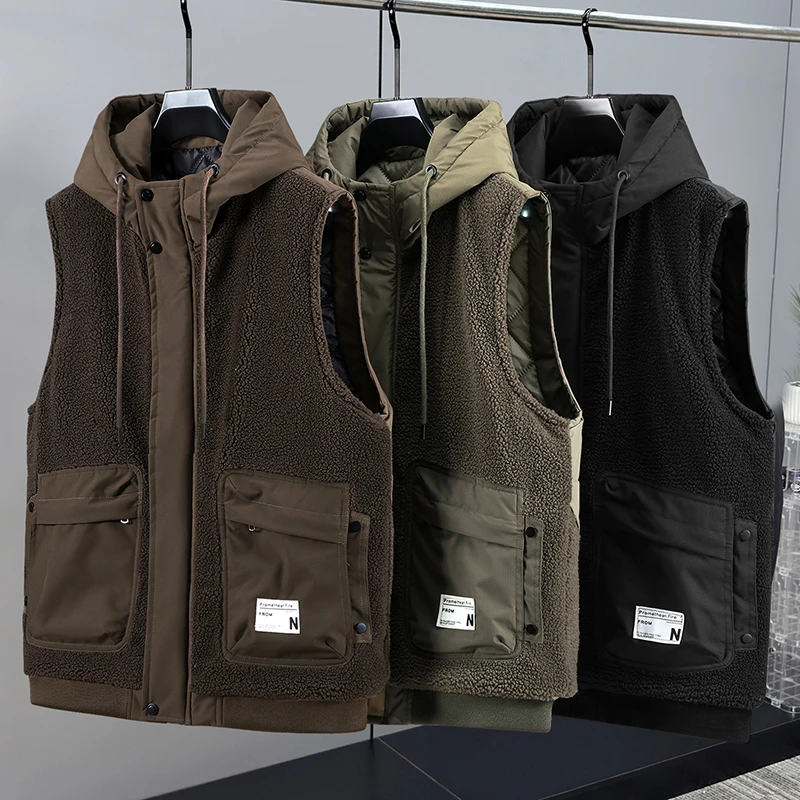 超酷帅羊羔绒情侣羽绒棉马甲冬季高档男士保暖颗粒绒加厚坎肩背心