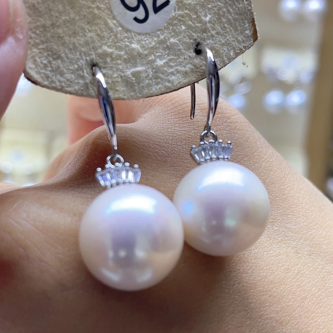 银S925镶嵌淡水珍珠耳饰