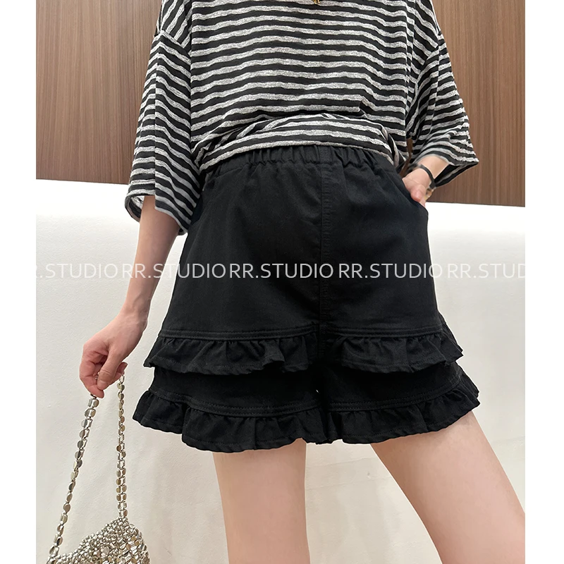 孕妇裤子夏季新款甜美风松无托腹阔腿裤休闲木耳边减龄短裤DY2123