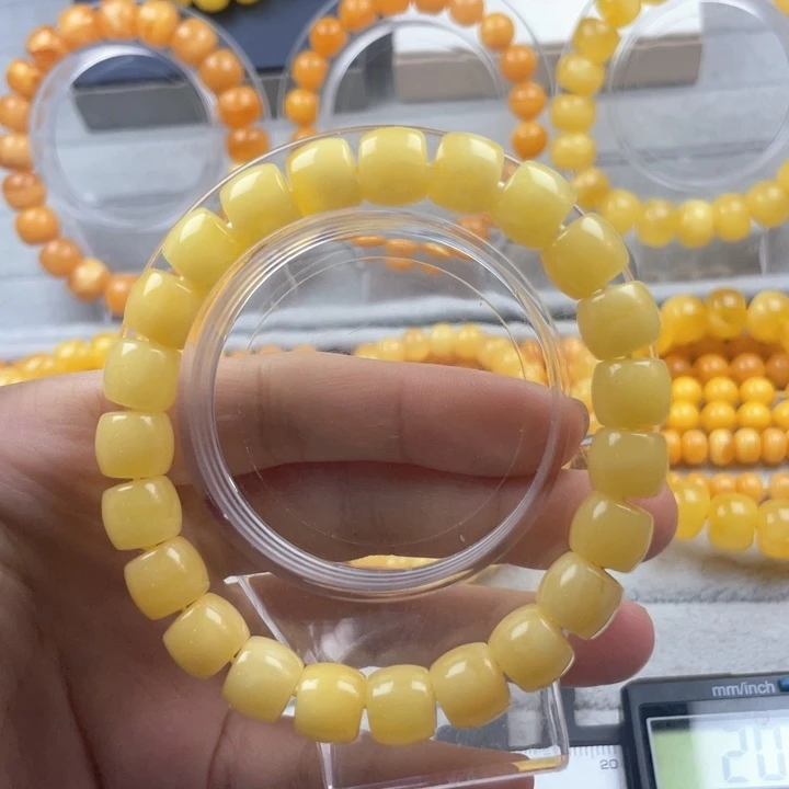 蜜蜡裸石未镶嵌天然蜜蜡老型手串10*9mm精工直切款