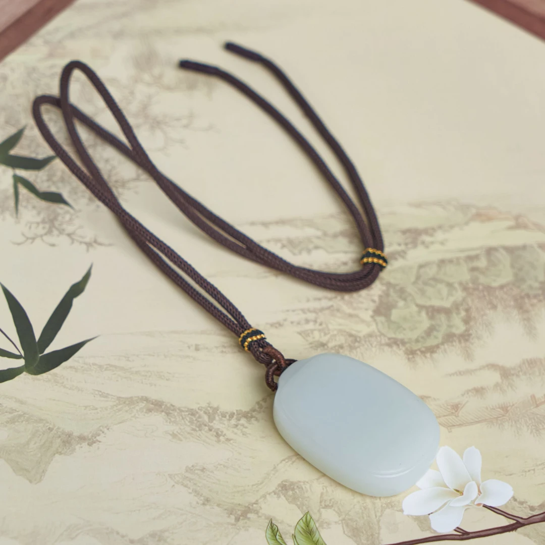 L【玉总珠宝】和田玉白玉无事牌-约45*32*11mm多样性发一CAN1200395