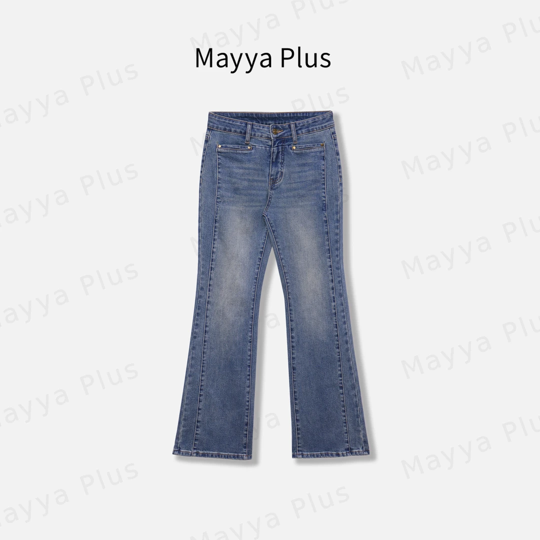 【旅行者】Mayya Plus麦芽定制轻奢气质显瘦百搭款牛仔裤32518169