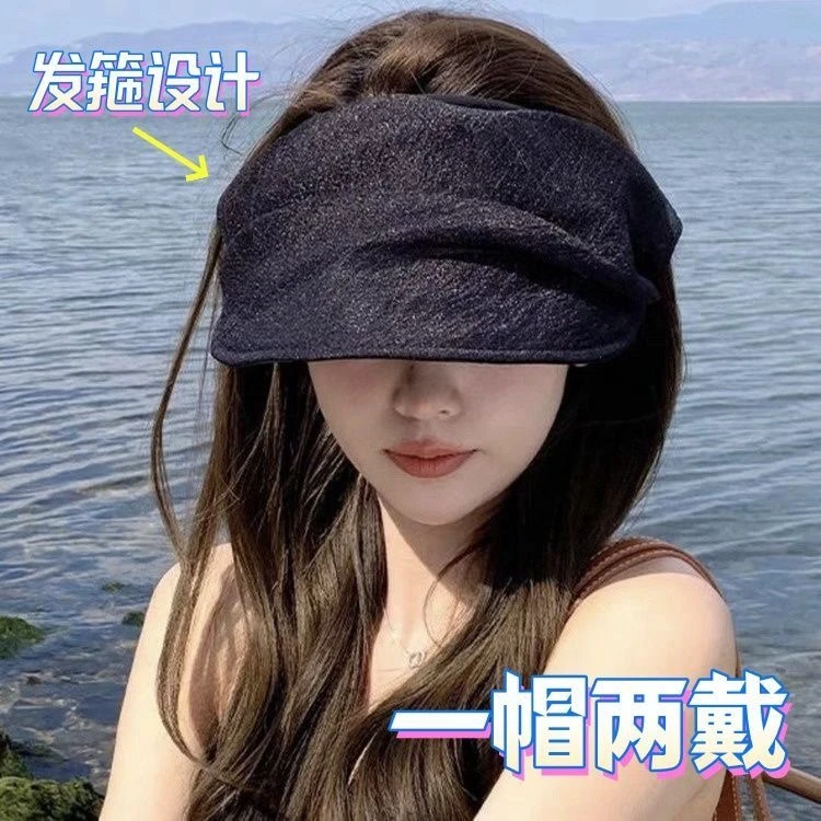 高定系列!设计师韩版气质款芭蕾风泡泡发箍遮阳防晒空顶帽时尚