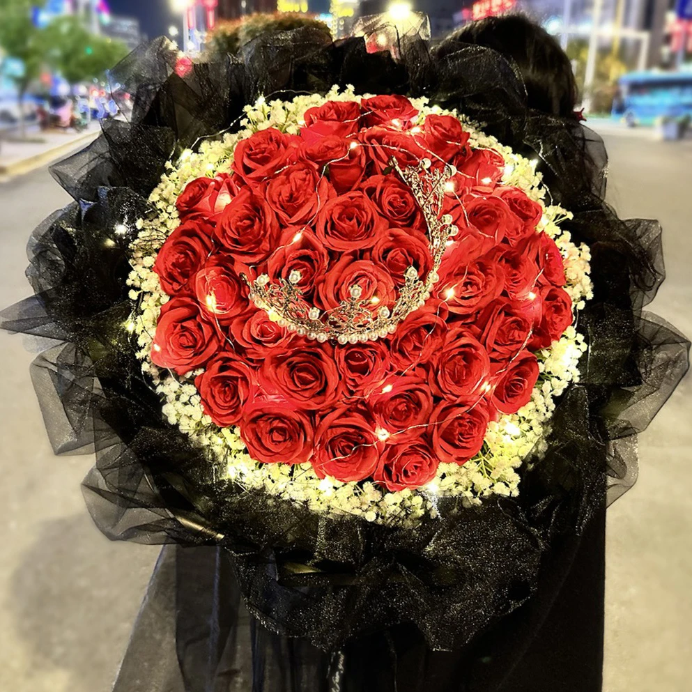 33朵红玫瑰送老婆爱人情人节礼物生日花束