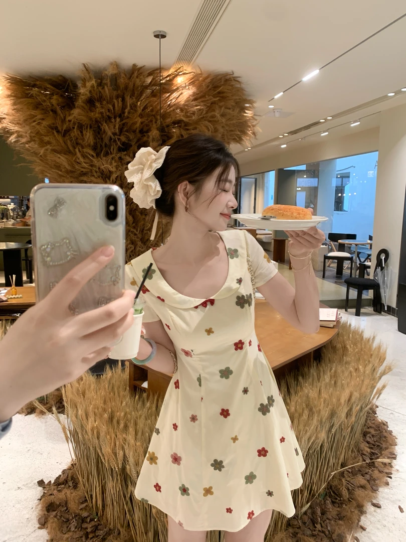 EIA一尧【少女心事】韩系miu系连衣裙气质减龄显瘦刺绣花法式小黑裙