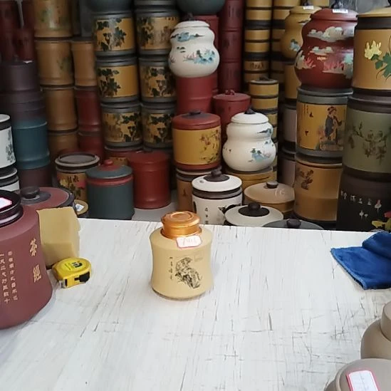 茶杯紫砂小罐合金盖