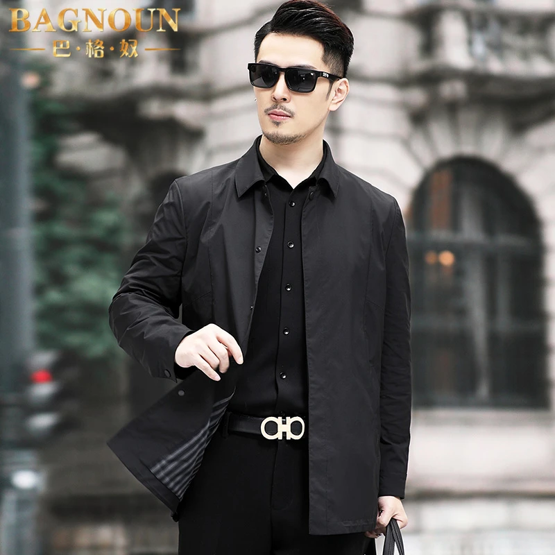 巴格奴夹克男士春季新款时尚高端休闲中年商务纯色百搭休闲潮外套