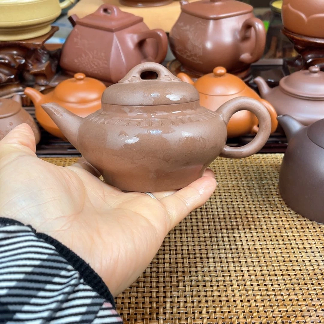 茶壶紫砂紫泥桃花
