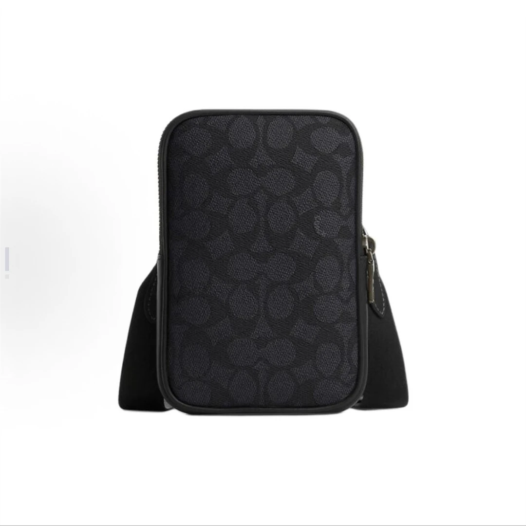COACH/蔻驰Aden12 黑灰老花手机包斜挎包CW364(12*2.5*18cm)